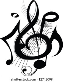 musical lines with notes. Vector illustration