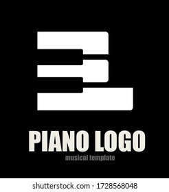 musical logo, creative piano logo vector illustration