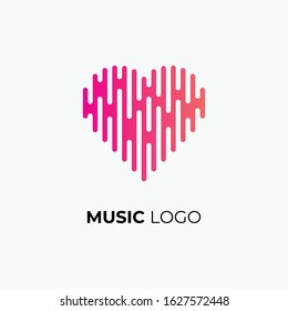 Musical logo design. Love with equalizer vector illustration for music corporate graphic template.