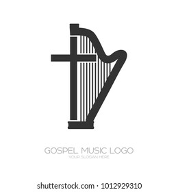 Musical logo. Harp and cross.