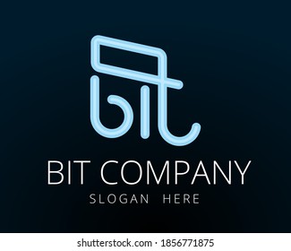 Musical logo template BIT company in the form of blue abstract notes