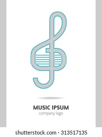 Musical logo, treble clef. Modern stylish musical icon, a symbol for the company
