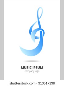 Musical logo, treble clef. Modern stylish musical icon, a symbol for the company