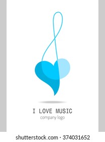 Musical logo, treble clef. Modern stylish musical icon, a symbol for the company