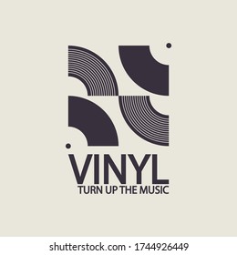 Musical logo for your design. Music elements design for card, invitation, flyer. Music background vector illustration. Vinyl record.