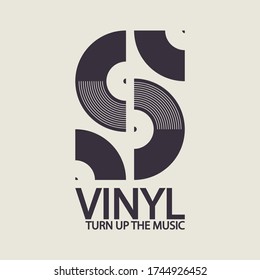 Musical logo for your design. Music elements design for card, invitation, flyer. Music background vector illustration. Vinyl record.