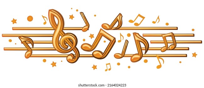 Musical melody - golden clef and notes decorative design