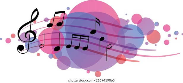 Musical Melody Symbols On Bright Purple