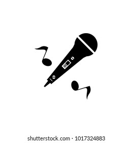 musical microphone with notes icon. Element of party and fun icon. Premium quality graphic design icon. Signs and symbols collection icon for websites, web design, mobile app on white background
