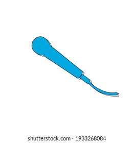 Musical mirophone icon. Blue mike symbol.