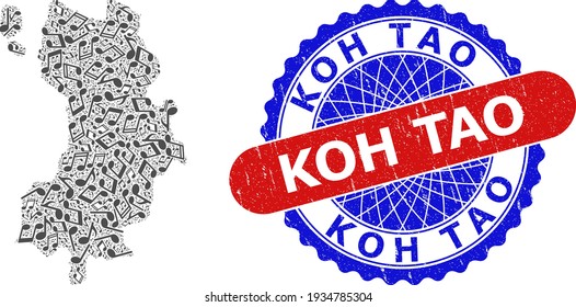 Musical Mosaic for Koh Tao Map and Bicolor Distress Stamp