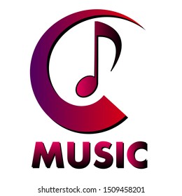Musical music logo, vector art illustration.