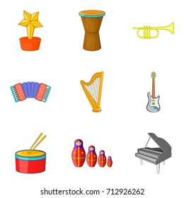 Musical notation icons set. Cartoon set of 9 musical notation vector icons for web isolated on white background