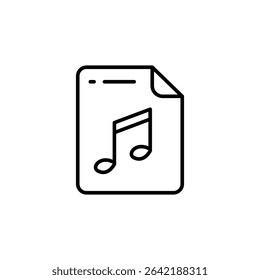 Musical Notation On A Document Illustrating An Audio File Icon
