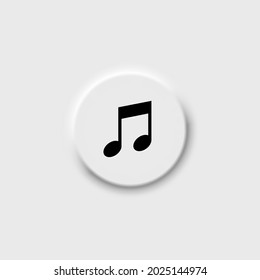 Musical notation outline icon in black. Neomorphism button. Illustration of music note symbol. Classic melody sign flat design. Chords line icon silhouette. Isolated. For web, ui, app Vector EPS 10