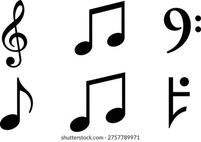 Musical notation showing treble clef notes and a time signature indication Vector