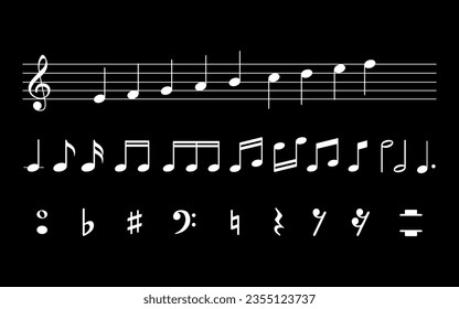 Musical Notation Sign Theory, Musical Key Icon Symbol, can use for Art Illustration, Pictogram, Website, Musical Poster or Graphic Design Element. Vector Illustration