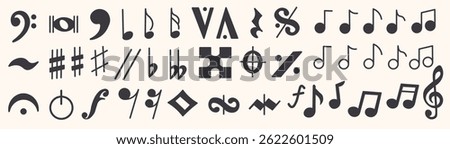 musical notations in doodle style in vector. Element for design advertisement mail posts poster print postcard banner
