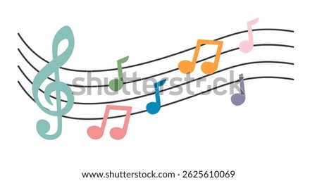 musical notations in doodle style in vector. Element for design advertisement mail posts poster print postcard banner [[stock_photo]] © 