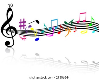 Colorful Music Background Random Musical Symbols Stock Illustration ...