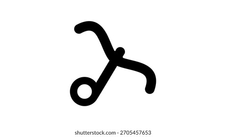 Flecha y arco de la nota musical, silueta aislada negra