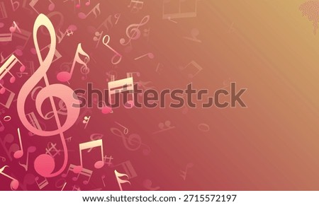 Musical note background. Flying music melody element design. Vector illustration