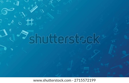 Musical note background. Flying music melody element design. Vector illustration
