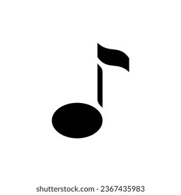Musical note black glyph ui icon. Pitch, duration. Simple filled line element. User interface design. Silhouette symbol on white space. Solid pictogram for web, mobile. Isolated vector illustration