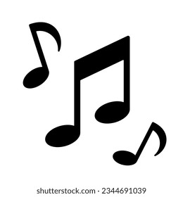 Musical note black icon. Vector illustration flat design. Isolated on white background.