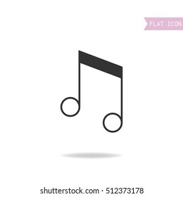 Musical note, black silhouette. Flat icon. Vector
