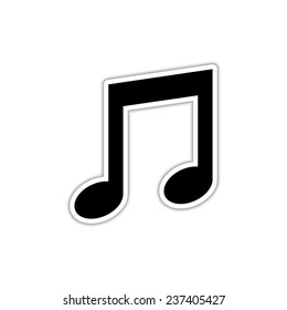 Musical note - black vector icon with shadow