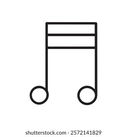 A musical note black and white line drawing