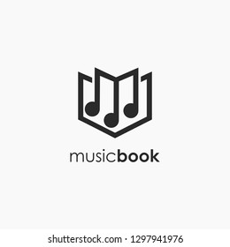 Musical note book logo icon vector template on white background