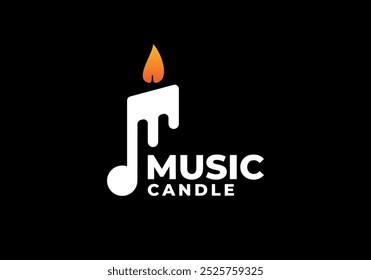 musical note with candle logo vector design	