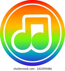 musical note circular icon with rainbow gradient finish