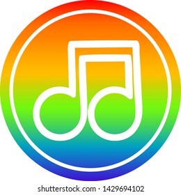 icono circular de nota musical con acabado degradado de arco iris