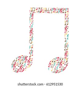 musical note color silhouette formed by musical notes vector illustration