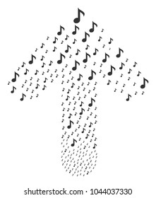 Musical Note composition constructed in the combination of up pointer arrow. Upwards oriented arrow figure combined from musical note pictographs.