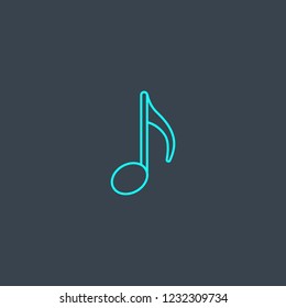 musical note concept blue line icon. Simple thin element on dark background. musical note concept outline symbol design from Music set. Can be used for web and mobile UI/UX