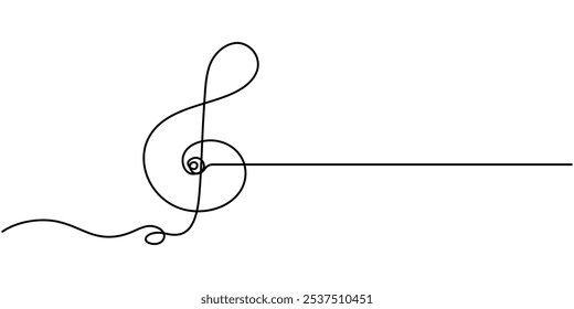 Musical Note Continuous Line Icon, Musicals line, continuous single drawn one line note hand-drawn picture silhouette. doodle.notes of the eighth, Continuous line drawing 