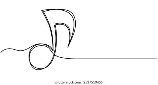 Musical Note Continuous Line Icon, Musicals line, continuous single drawn one line note hand-drawn picture silhouette. doodle.notes of the eighth, Continuous line drawing 