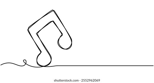 Musical Note Continuous Line Icon, Musical Notes continuous line drawing with color shapes, One line continuous concept Music banner. Line art Music short phrases illustration.