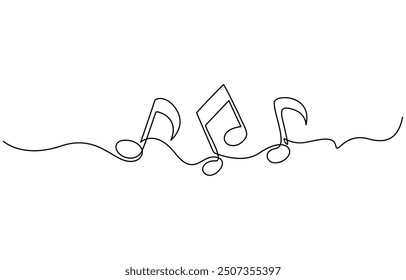 Nota musical Ilustración de línea continua, Clave y notas agudas continuas de una línea, notas musicales, Ilustración vectorial A o La., Ilustración de boceto de Vector de nota de arte de línea de música continua