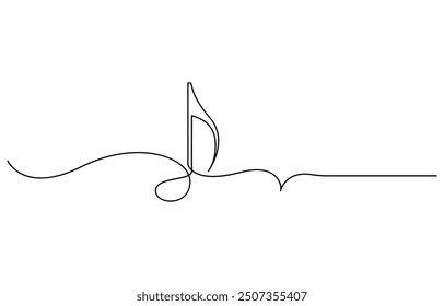 Nota musical Ilustración de línea continua, Clave y notas agudas continuas de una línea, notas musicales, Ilustración vectorial A o La., Ilustración de boceto de Vector de nota de arte de línea de música continua