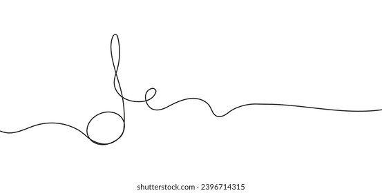 Musical note in continuous line style. Audio message. Music symbol in linear minimalist style. Melody sign. Music notebook illustration.