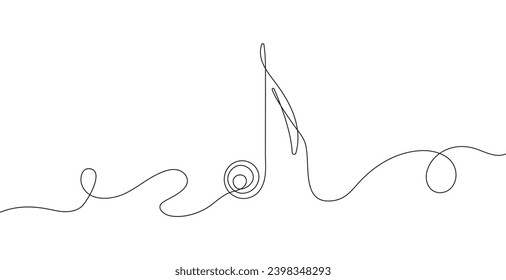 Musical note in continuous line style. Audio message. Classic music symbol in linear minimalist style. Melody sign. Music notebook illustration.