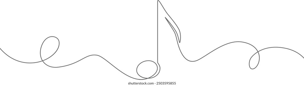Musical note. Continuous line of treble clef. Musical logo in minimalist style.