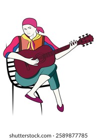 Musical note design background with people enjoying music
