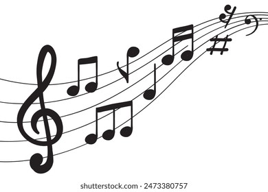 Musical note design element in doodle style
