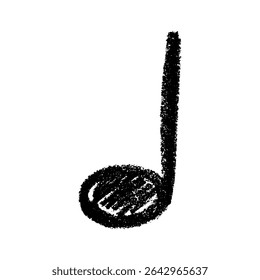 Musical note doodle. Hand drawn musical symbol. Single element for print, web, design, decor, logo